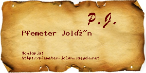 Pfemeter Jolán névjegykártya